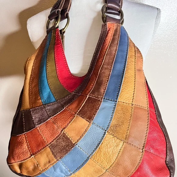 Colorful Patchwork Leather Hobo Bag - Picture 8 of 8